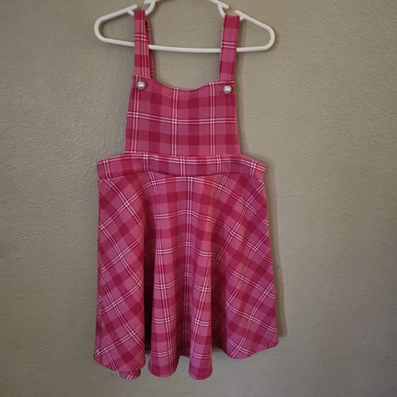 Vibrant Pink Plaid Kids Skirt - Picture 2 of 6
